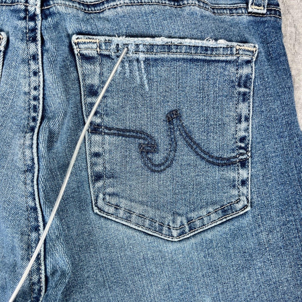 AG Adriano Goldschmied Bootcut Jeans Women 26/25X26 Blue Raw Hem High Rise - Picture 11 of 16